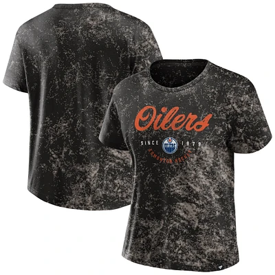 Women's Fanatics Black Edmonton Oilers Heritage Vintage Washed T-Shirt