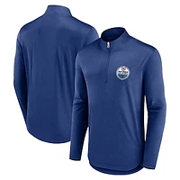 Men's Fanatics Blue Edmonton Oilers Primary Quarterback Quarter-Zip Top