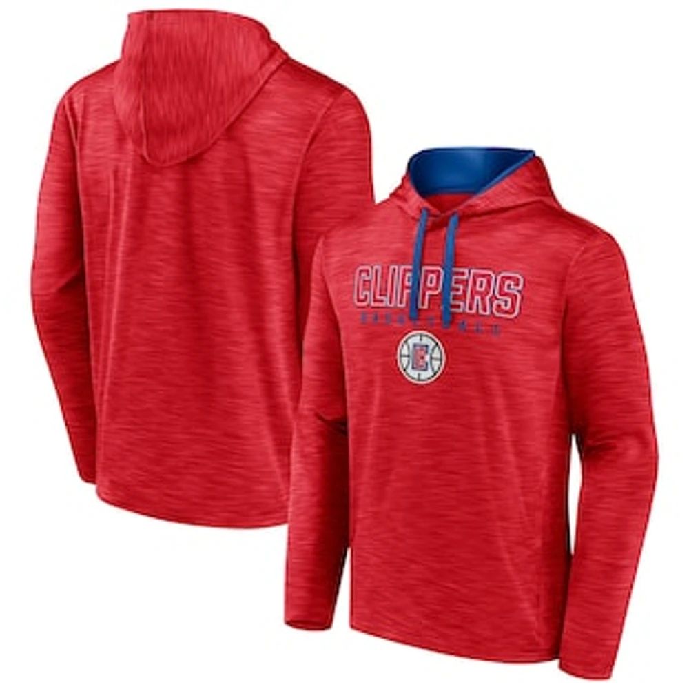 Men's Fanatics Heather Red LA Clippers Fast Break Pullover Hoodie