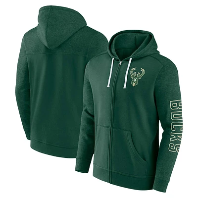 Men's Fanatics Hunter Green Milwaukee Bucks Offensive Line Up Full-Zip Hoodie