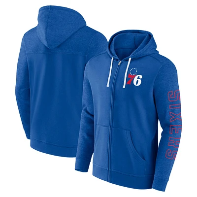 Men's Fanatics Royal Philadelphia 76ers Offensive Line Up Full-Zip Hoodie