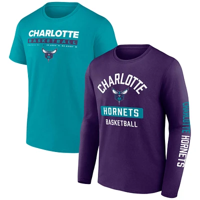 Men's Fanatics Teal/Purple Charlotte Hornets Two-Pack Just Net Combo Set