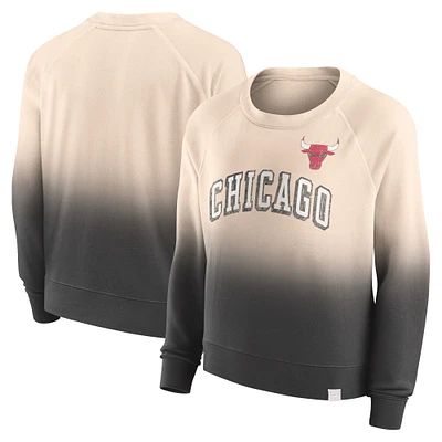 Women's Fanatics Tan/Black Chicago Bulls Lounge Arch Raglan Pullover Sweatshirt