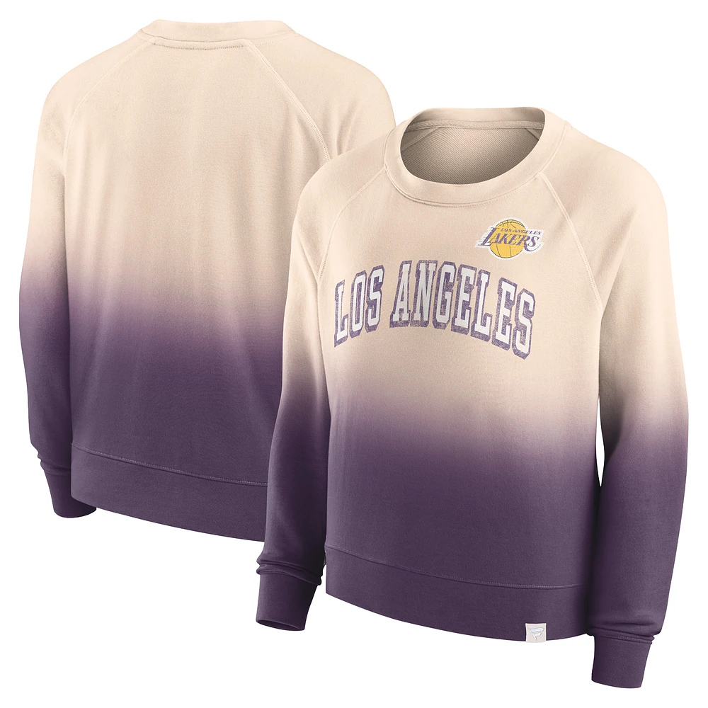 Women's Fanatics Tan/Purple Los Angeles Lakers Lounge Arch Raglan Pullover Sweatshirt