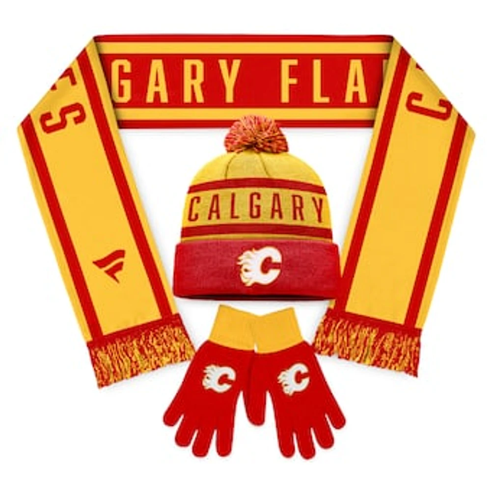 Unisex Fanatics Calgary Flames Scarf, Glove & Knit Combo Pack