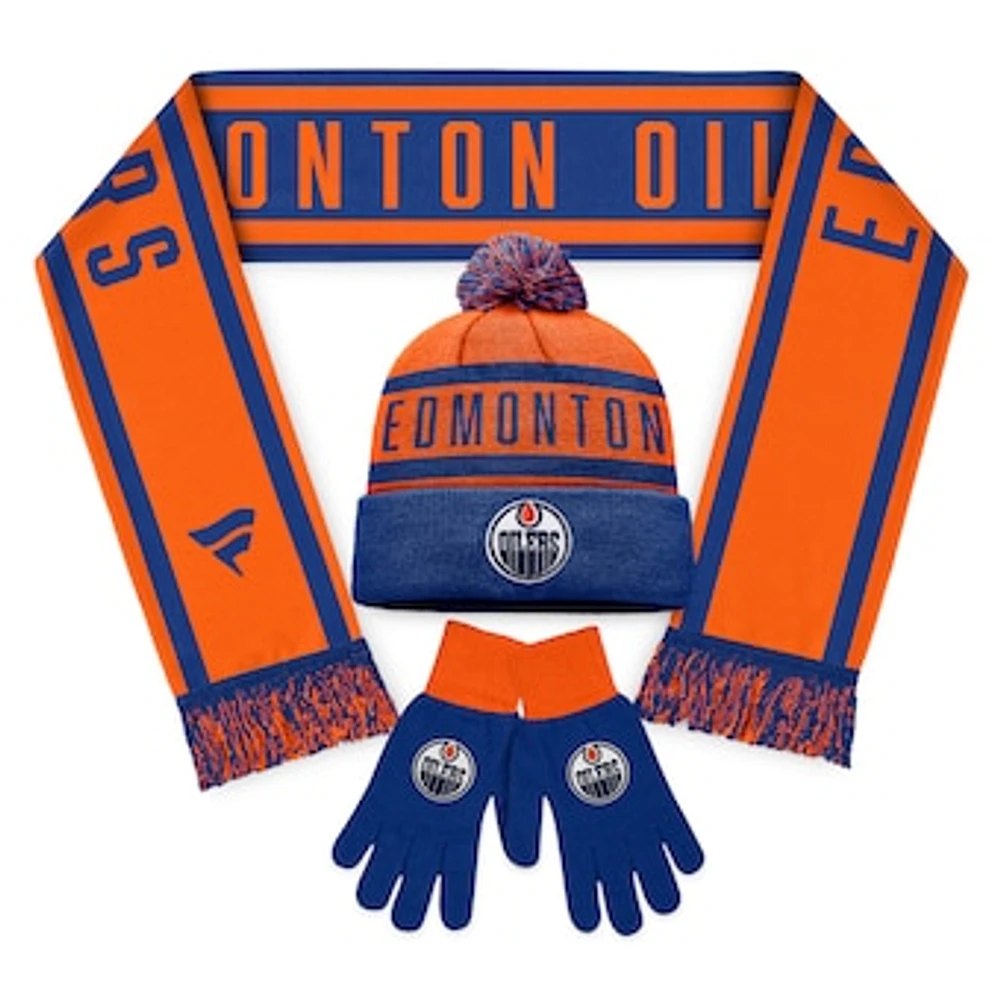 Unisex Fanatics Edmonton Oilers Scarf, Glove & Knit Combo Pack