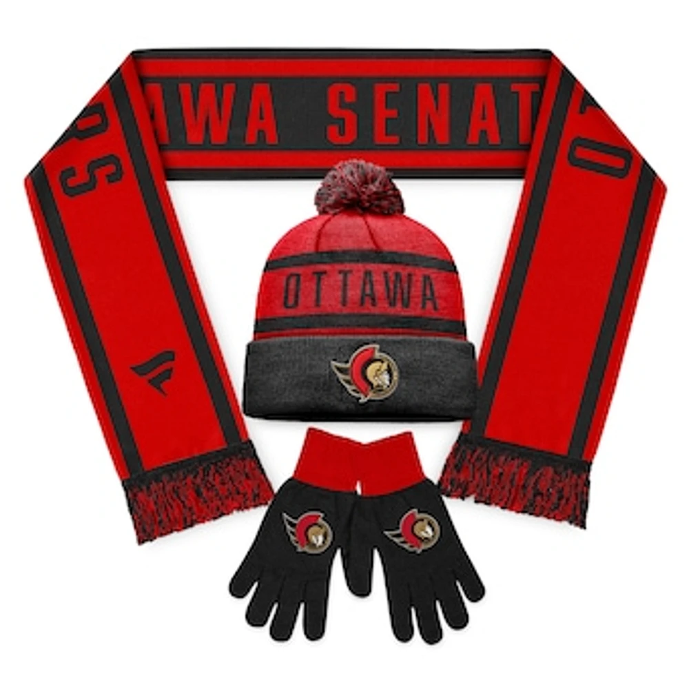 Unisex Fanatics Ottawa Senators Scarf, Glove & Knit Combo Pack