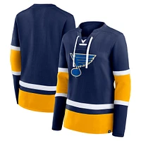 Women's Fanatics  Blue/Gold St. Louis Blues Top Speed Lace-Up Pullover Sweatshirt