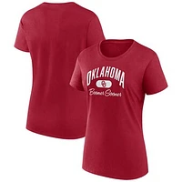 Women's Fanatics Crimson Oklahoma Sooners Arch Script Pill Stack T-Shirt