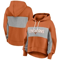 Women's Fanatics Texas Orange Longhorns Filled Stat Sheet Pullover Hoodie