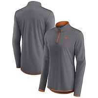 Women's Fanatics  Gray Texas Longhorns Corner Quarter-Zip Top