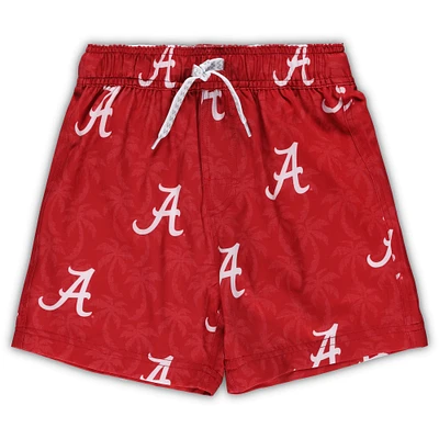 Preschool Wes & Willy  Crimson Alabama Tide Palm Tree Swim Shorts