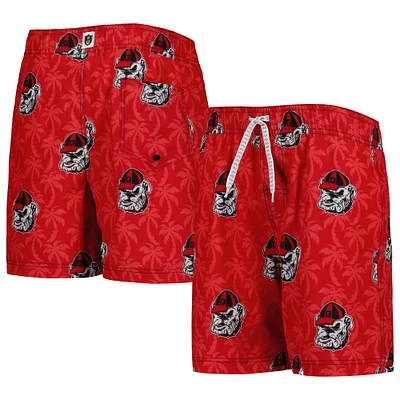 Youth Wes & Willy  Red Georgia Bulldogs Palm Tree Swim Shorts