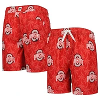 Youth Wes & Willy  Scarlet Ohio State Buckeyes Palm Tree Swim Shorts