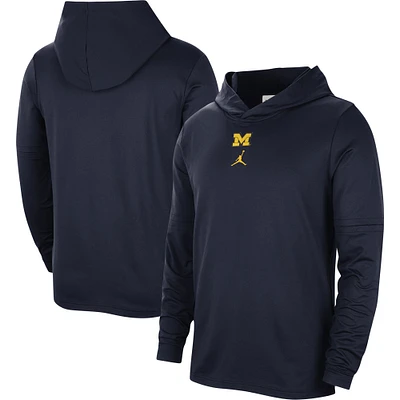 Men's Jordan Brand Navy Michigan Wolverines Player Hoodie Long Sleeve Performance Top