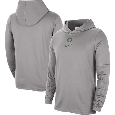 Men's Nike Gray Oregon Ducks Player Hoodie Long Sleeve Performance Top