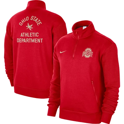 Men's Nike Scarlet Ohio State Buckeyes Campus Athletic Department Quarter-Zip Sweatshirt