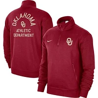 Men's Nike Crimson Oklahoma Sooners Campus Athletic Department Quarter-Zip Sweatshirt