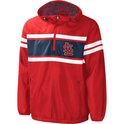 Men's G-III Sports by Carl Banks Red St. Louis Cardinals Game Score Quarter-Zip Windbreaker