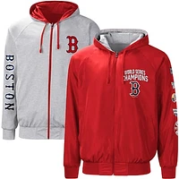 Men's G-III Sports by Carl Banks Red/Gray Boston Red Sox Southpaw Reversible Raglan Hoodie Full-Zip