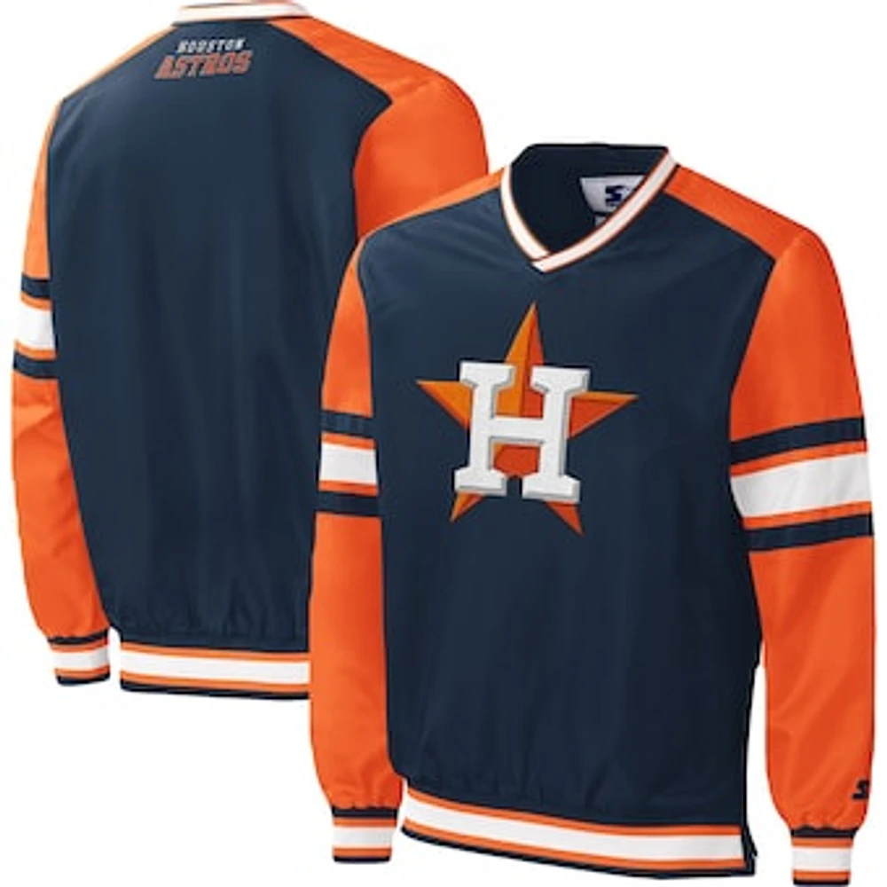 Men's Starter Navy Houston Astros Yardline V-Neck Pullover Windbreaker