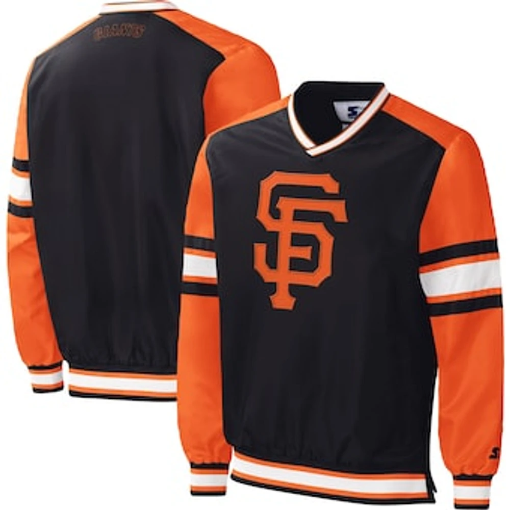 Men's Starter Black San Francisco Giants Yardline V-Neck Pullover Windbreaker