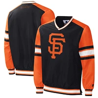 Men's Starter Black San Francisco Giants Yardline V-Neck Pullover Windbreaker