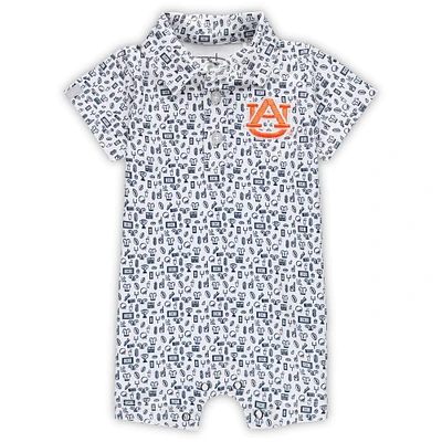 Infant Garb White Auburn Tigers Crew All-Over Print Polo Bodysuit