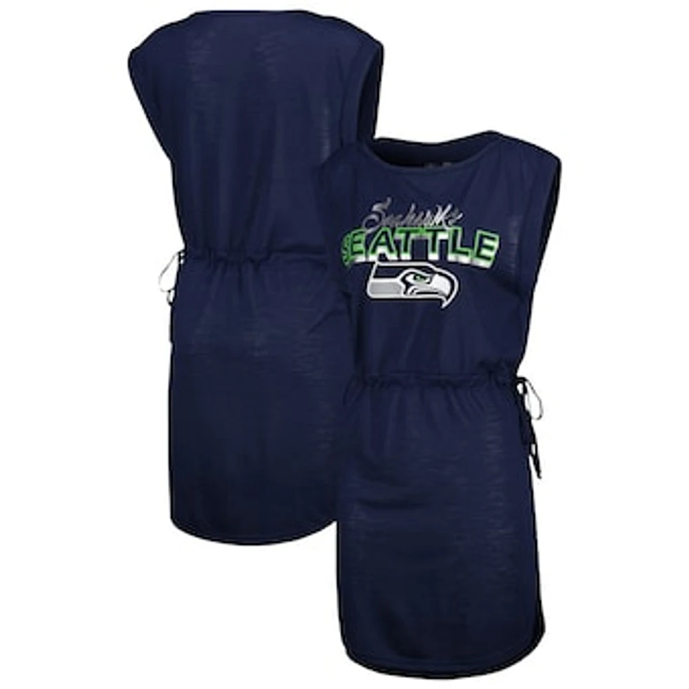 Women's G-III 4Her by Carl Banks College Navy Seattle Seahawks G.O.A.T. Swimsuit Cover-Up