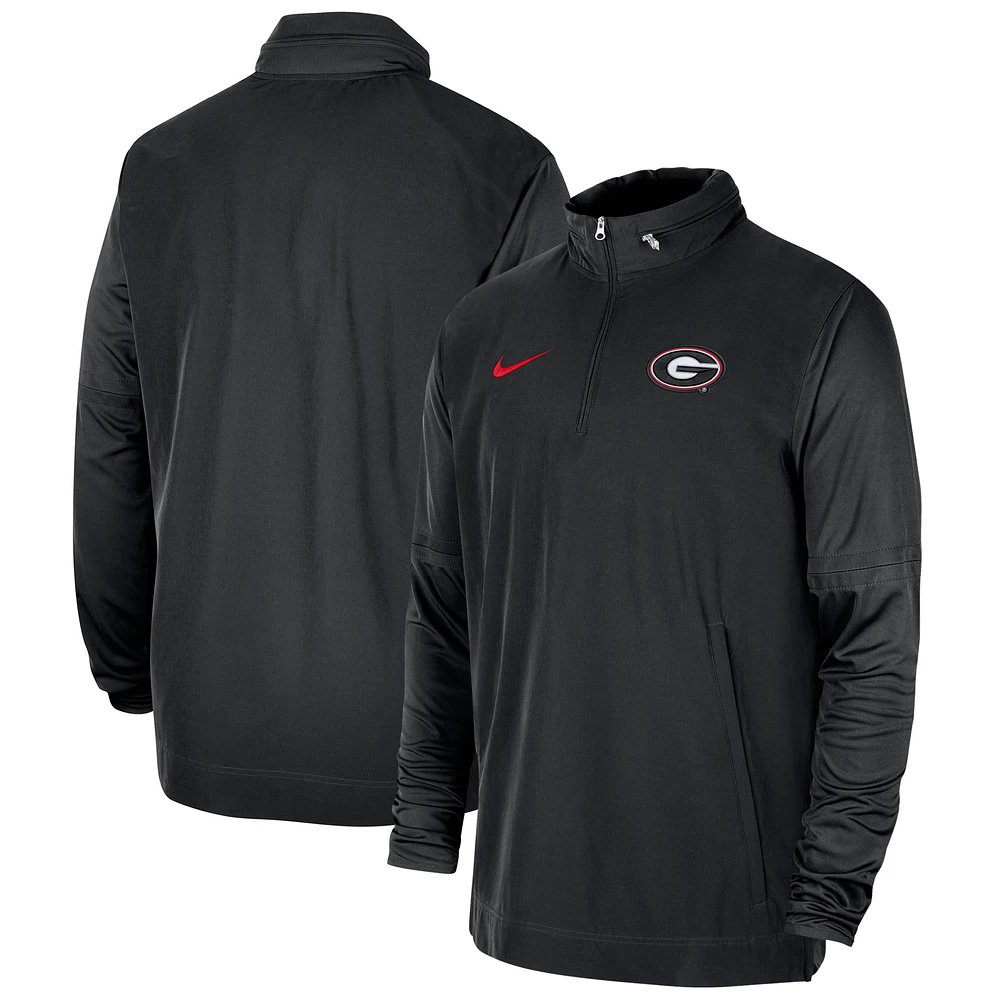 Men's Nike Black Georgia Bulldogs 2023 Coach Half-Zip Hooded Jacket