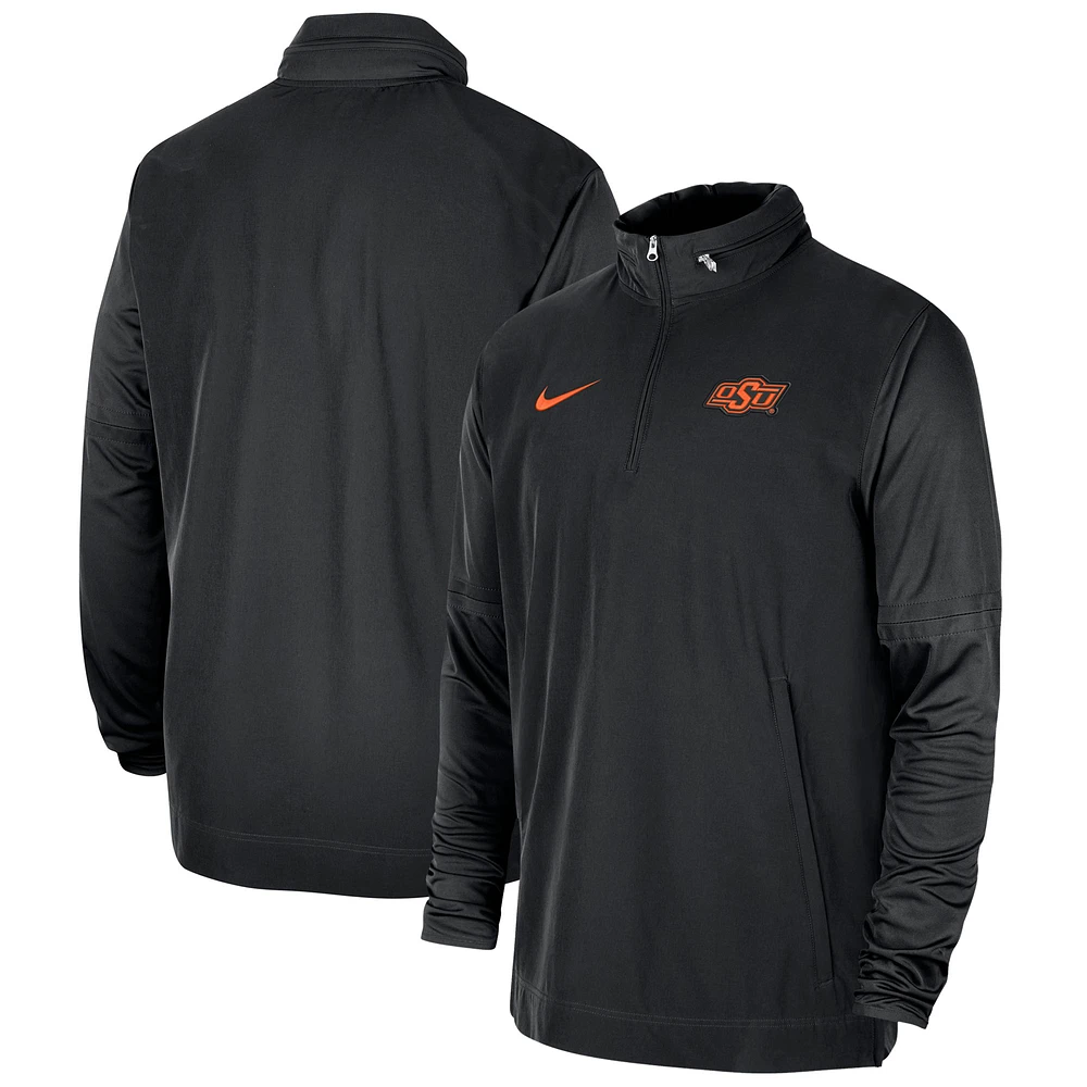 Men's Nike Black Oklahoma State Cowboys 2023 Coach Half-Zip Hooded Jacket