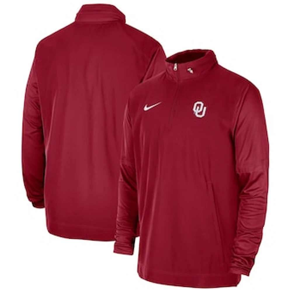 Men's Nike Crimson Oklahoma Sooners 2023 Coach Half-Zip Hooded Jacket