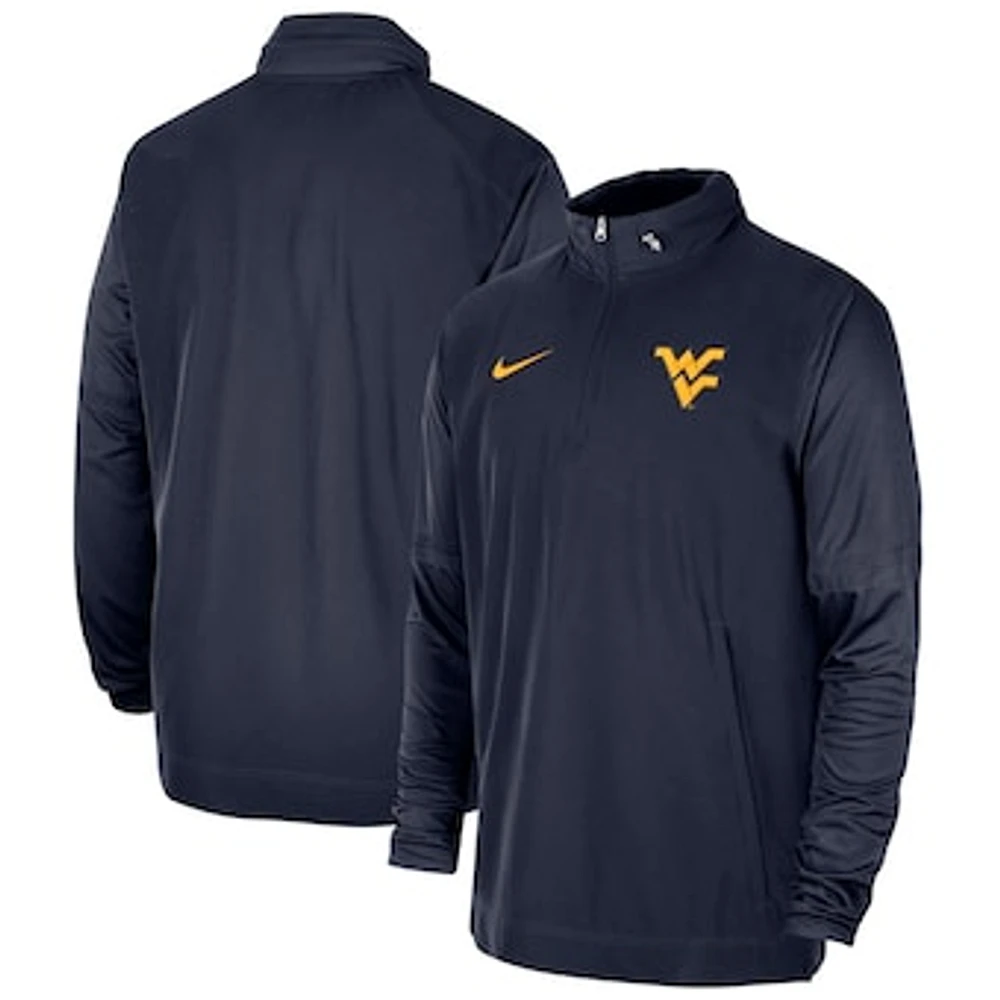 Men's Nike Navy West Virginia Mountaineers 2023 Coach Half-Zip Hooded Jacket