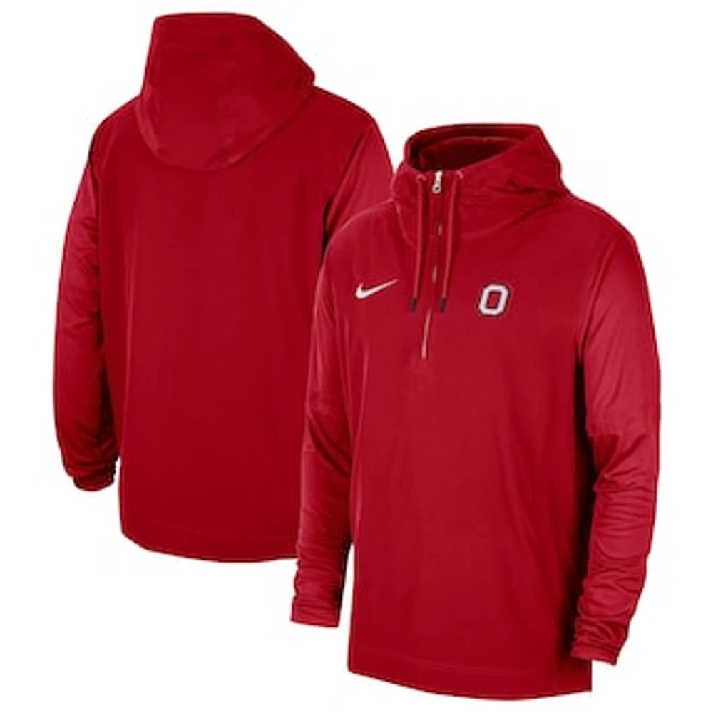 Men's Nike Scarlet Ohio State Buckeyes 2023 Sideline Player Quarter-Zip Hoodie Jacket