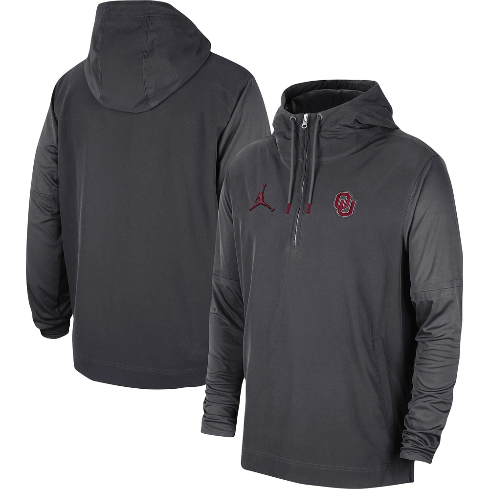 Men's Jordan Brand Anthracite Oklahoma Sooners Player Half-Zip Jacket