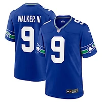 Men's Nike Kenneth Walker III Royal Seattle Seahawks Throwback Player Game Jersey