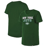 Girls Youth New Era Green New York Jets Reverse Sequin V-Neck T-Shirt