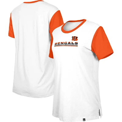 Women's New Era  White/Orange Cincinnati Bengals Third Down Colorblock T-Shirt