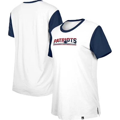 Women's New Era  White/Navy England Patriots Third Down Colorblock T-Shirt