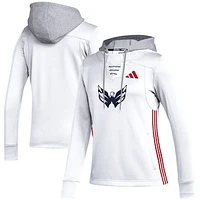 Women's adidas White Washington Capitals Refresh Skate Lace AEROREADY Pullover Hoodie