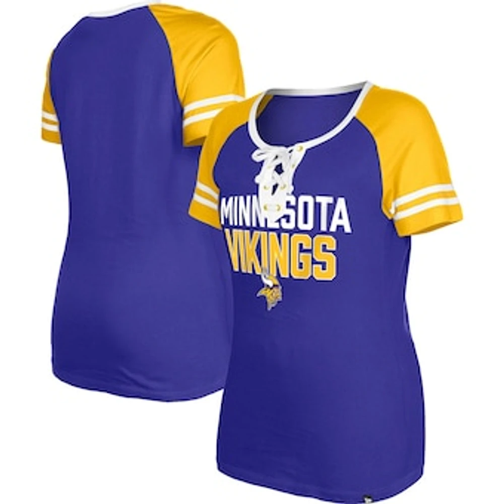 Women's New Era  Purple Minnesota Vikings Raglan Lace-Up T-Shirt