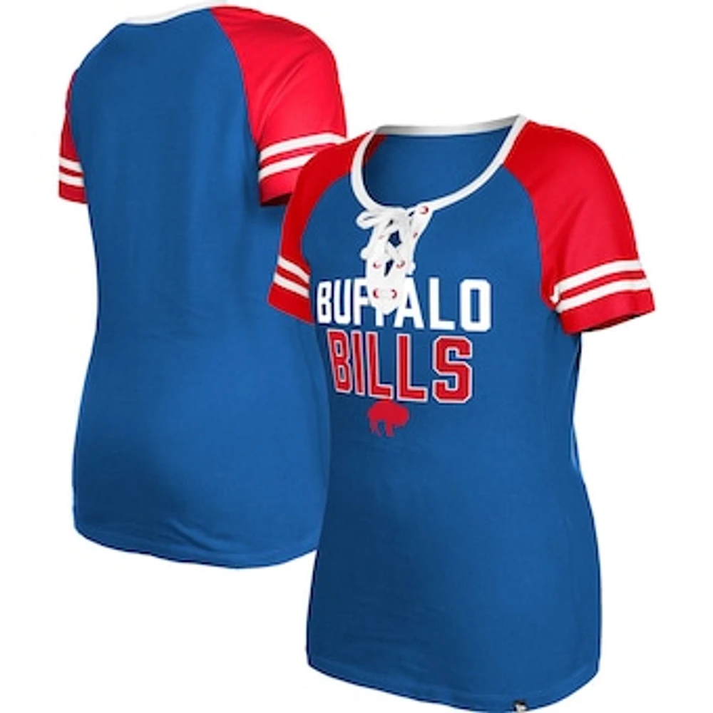 Women's New Era  Royal Buffalo Bills Throwback Raglan Lace-Up T-Shirt