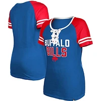 Women's New Era  Royal Buffalo Bills Throwback Raglan Lace-Up T-Shirt