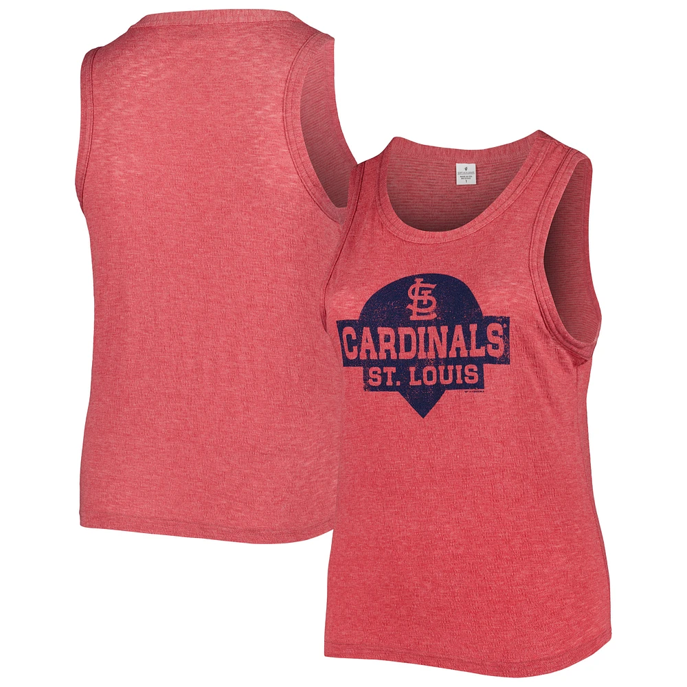 Women's Soft as a Grape Red St. Louis Cardinals Plus High Neck Tri-Blend Tank Top