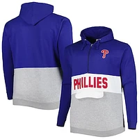 Men's Royal/White Philadelphia Phillies Big & Tall Fleece Half-Zip Hoodie