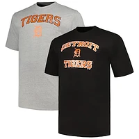 Men's Profile Black/Heather Gray Detroit Tigers Big & Tall T-Shirt Combo Pack