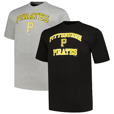 Men's Profile Black/Heather Gray Pittsburgh Pirates Big & Tall T-Shirt Combo Pack