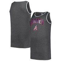 Men's Profile Heather Charcoal Atlanta Braves Big & Tall Arch Over Logo Tank Top