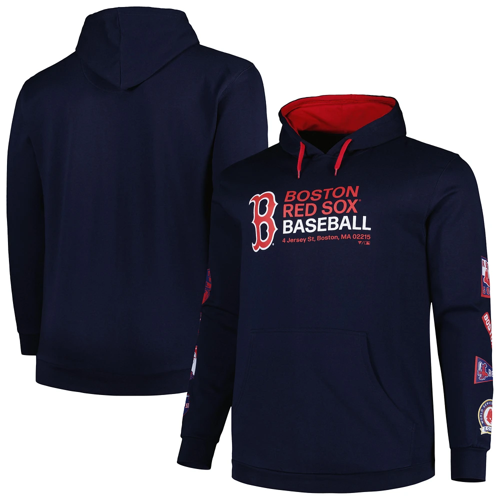 Men's Navy Boston Red Sox Big & Tall Fleece Pullover Hoodie