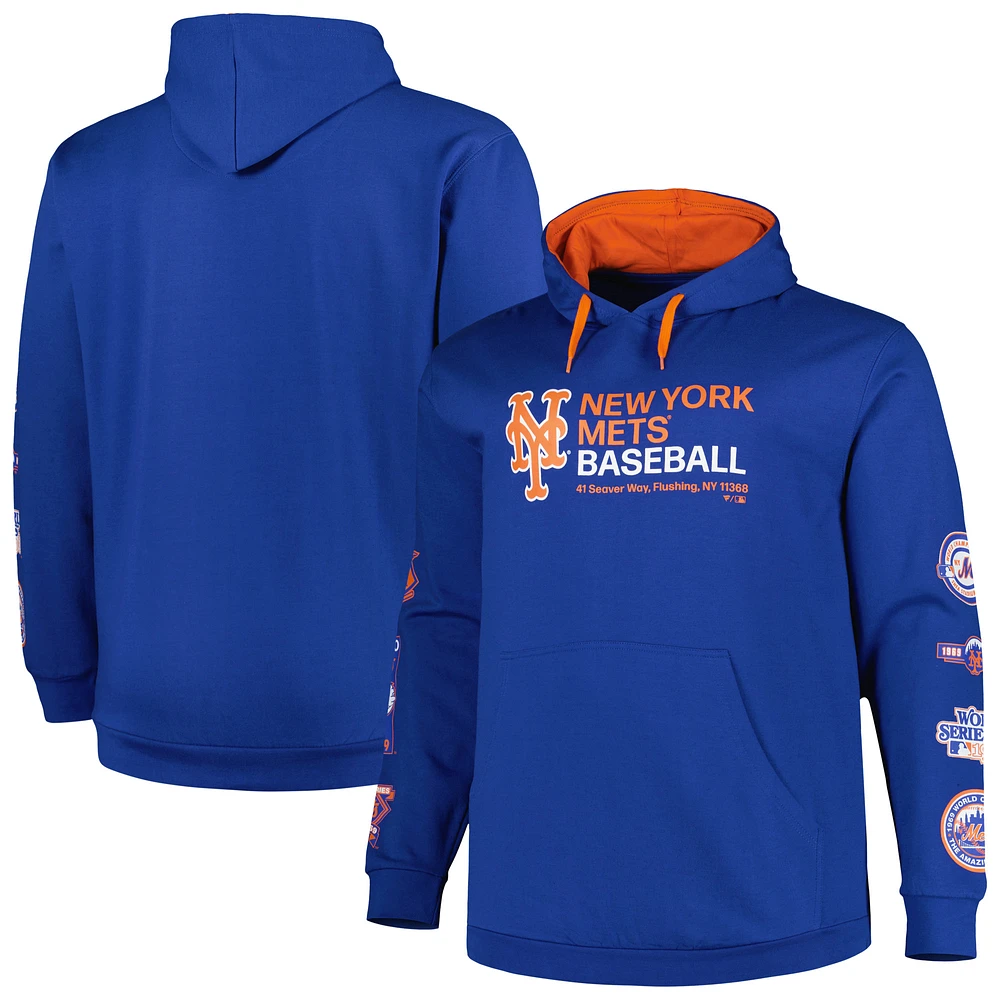 Men's Royal New York Mets Big & Tall Fleece Pullover Hoodie